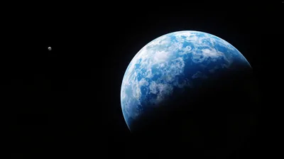 Half-Lit Blue Planet on Black HD Wallpaper