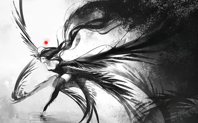 Ink Wash Winged Dancer in Black HD Wallpaper