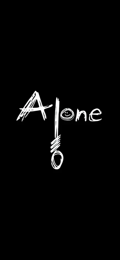 Scratchy Alone Lettering on Black HD Phone Wallpaper