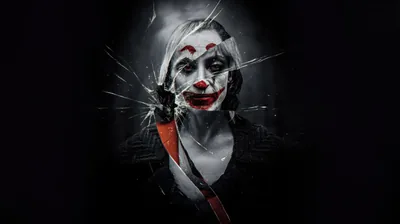 Clown Makeup Behind Shattered Glass HD Wallpaper
