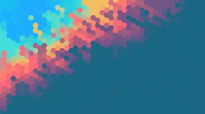 Hexagon Mosaic Fading into Teal HD Wallpaper