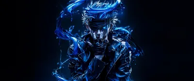 Anime Figure Wrapped in Blue Energy HD Wallpaper
