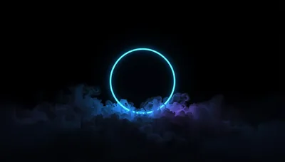 Blue Neon Ring Above Smoke HD Wallpaper