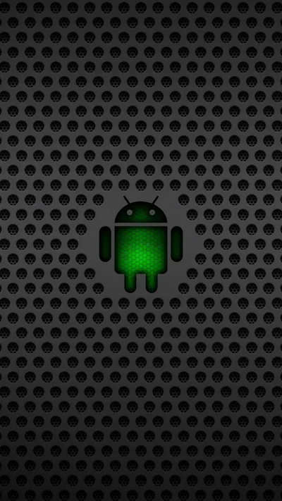 Green Android Robot on Perforated Metal HD Wallpaper