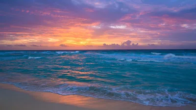 Pastel Sunrise Over Turquoise Surf HD Wallpaper