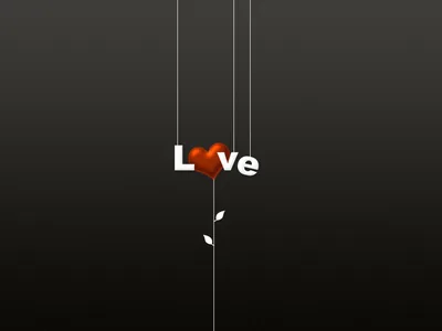 Love Text with a Hanging Heart HD Wallpaper