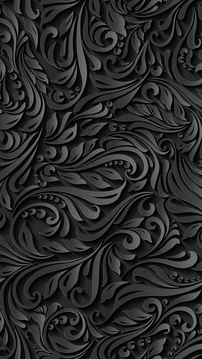 Raised Floral Swirls in Black HD Phone Wallpaper