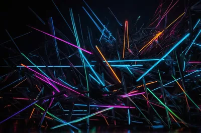 Scattered Neon Tubes in a Dark Room HD Wallpaper