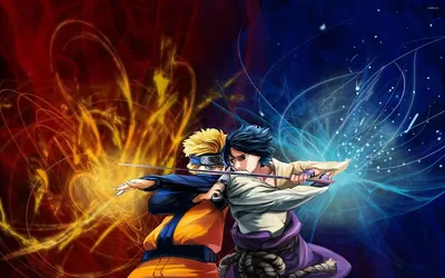 Naruto vs Sasuke in Orange and Blue HD Wallpaper