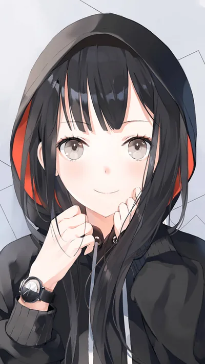 Anime Girl With Long Black Hair Wallpaper