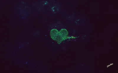 Green Glowing Heart HD Wallpaper