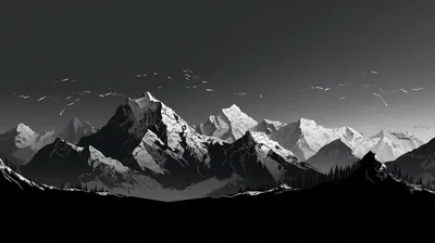 Snowy Range Panorama in Greyscale HD Wallpaper