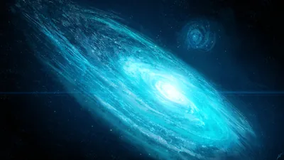 Spiral Galaxy with Bright Cyan Core HD Wallpaper