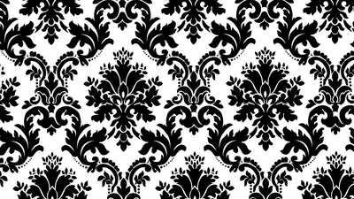 Bold Black and White Damask Print HD Wallpaper