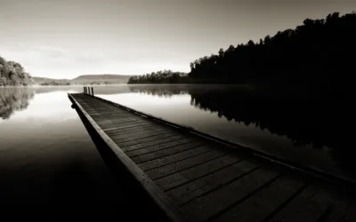 Jetty on a Misty Lake HD Wallpaper