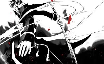 Manga Boy Drawing a Katana in Ink HD Wallpaper