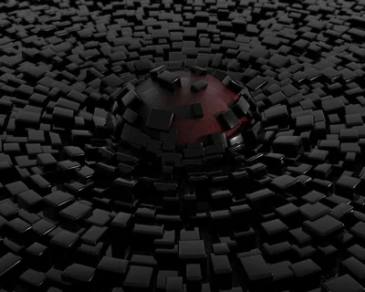Cracked Cube Floor Around a Red Sphere HD Wallpaper