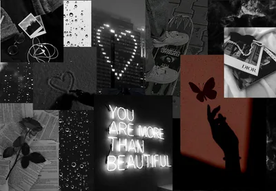 Neon Sign Collage in Black and Red HD Wallpaper