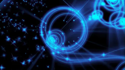 Cosmic Blue Rings on Black HD Wallpaper