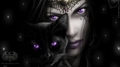 Gothic Witch and with Purple Eyes HD Wallpaper