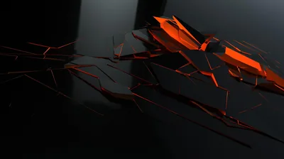 Cracked Black Surface with Orange Glow HD Wallpaper