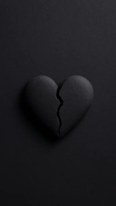 Broken heart necklace black mobile