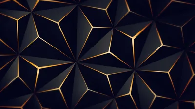 Gold-Seamed Facets Folding into Stars HD Wallpaper