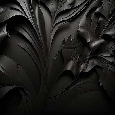Black Sculpted Leaves in Relief HD Wallpaper