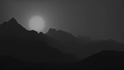 Monochrome Mountain Ranges at Dusk HD Wallpaper
