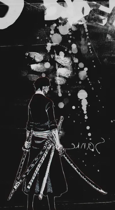 Roronoa Zoro in Black and White HD Phone Wallpaper