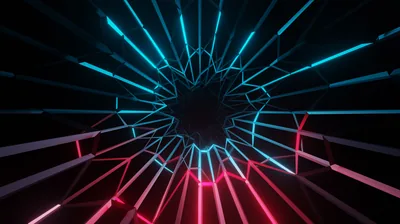 Neon Beams Converging into a Dark Core HD Wallpaper