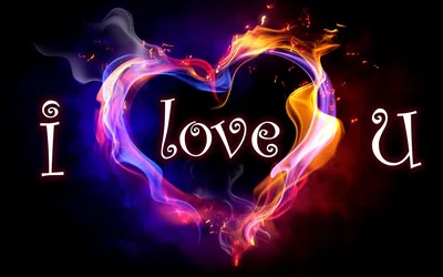 I Love U in Coloured Smoke HD Wallpaper