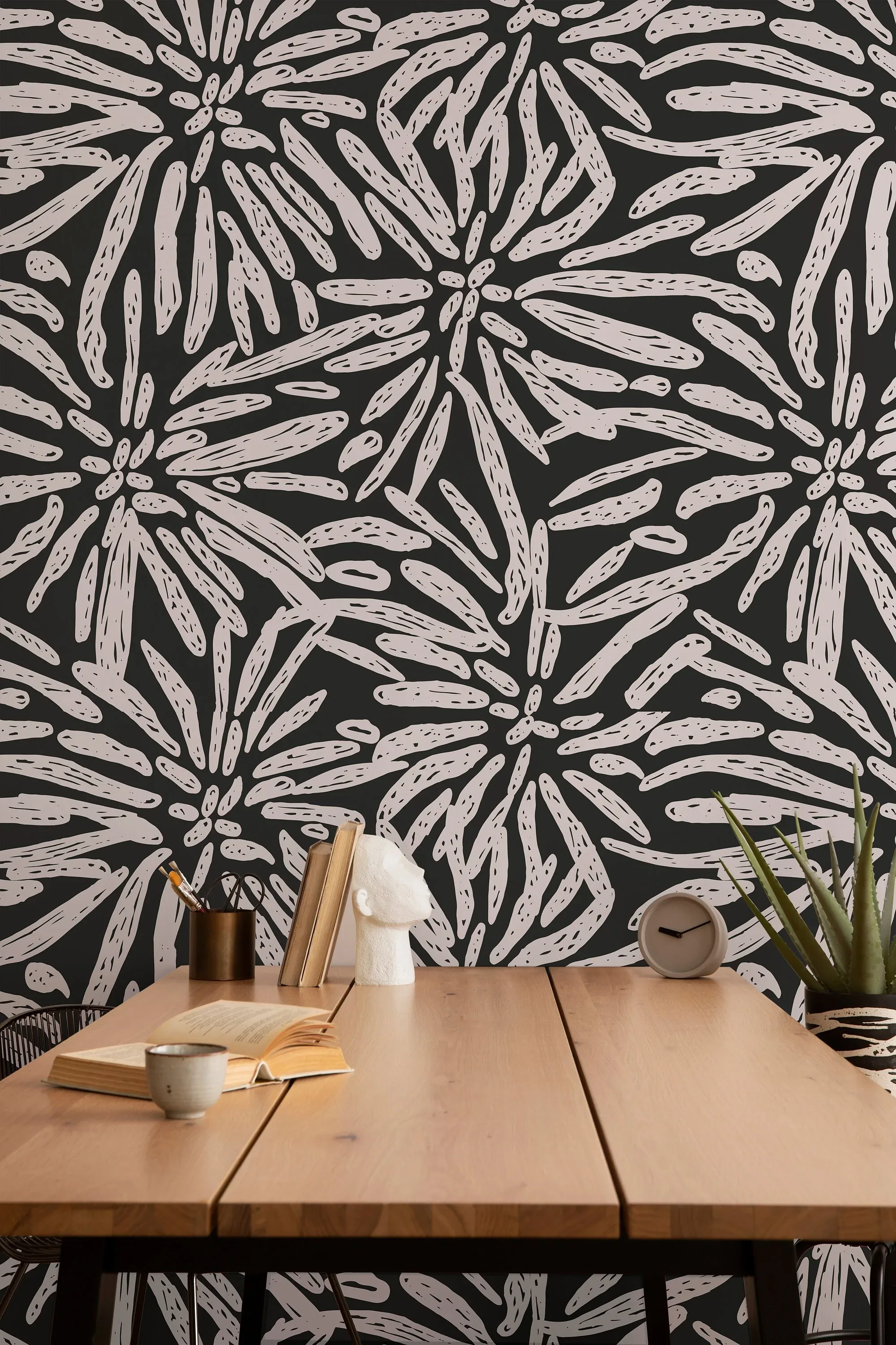 Removable Wallpaper Abstract Modern Black Wallpaper