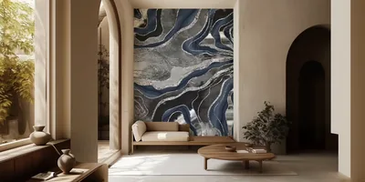 Blue Black Marble Wallpaper for Modern Decor