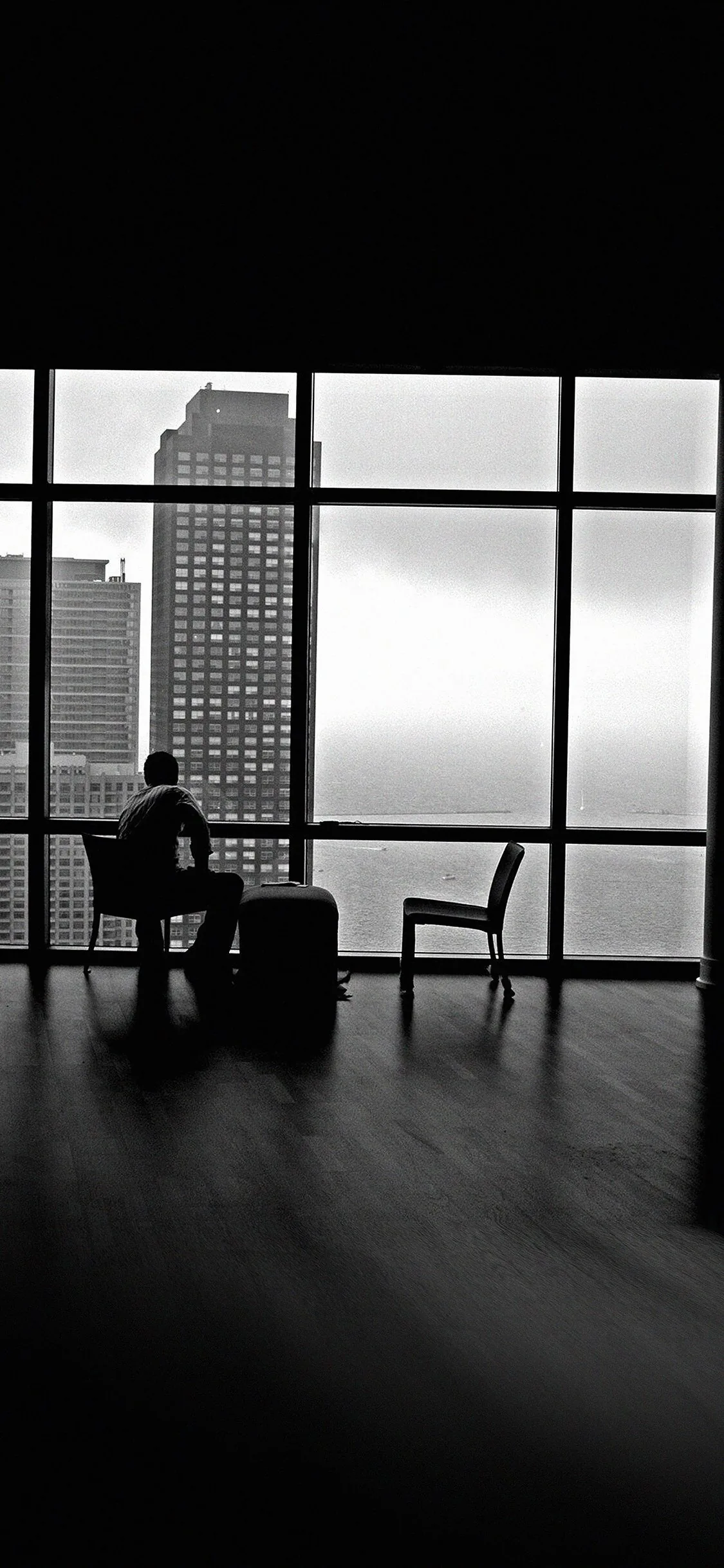 Bw Dark Day Alone In House iPhone Wallpaper