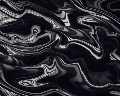 Black Liquid Swirls with White Streaks HD Wallpaper