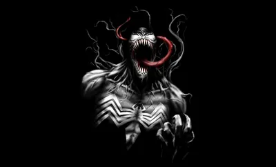 HD wallpaper Black, Fan art, Minimal, Venom, Dark background, 4K
