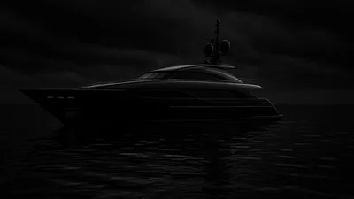 Black Yacht on a Dark Sea HD Wallpaper