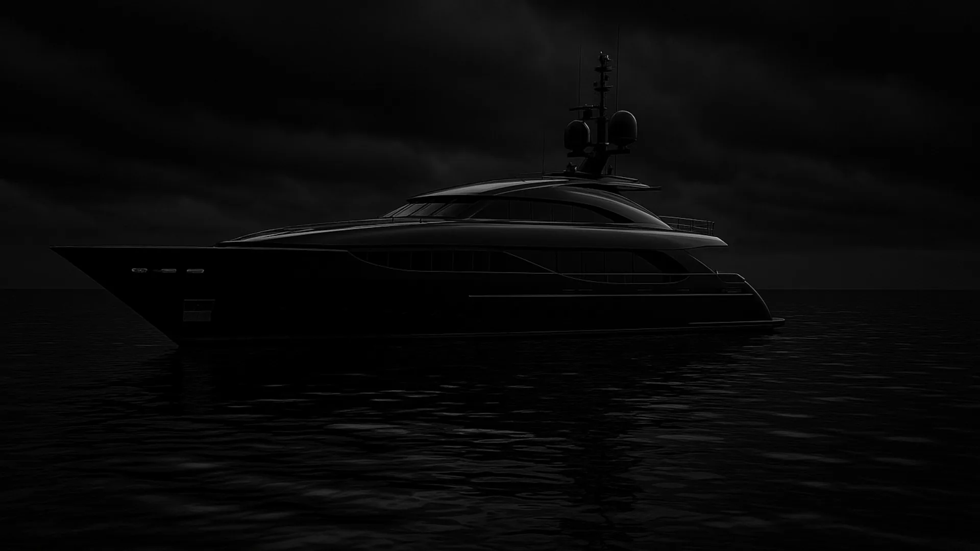 Black wallpaper featuring luxury black yacht dramatic ocean reflection HD black Wallpapers