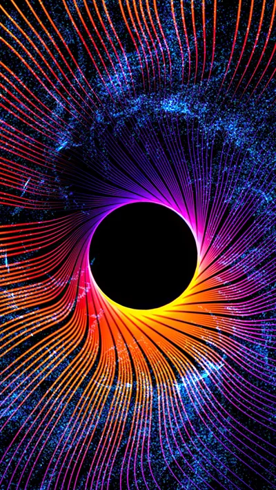 Black Hole Colorful Glare Wavy Lines Abstraction 4K HD Abstract Wallpapers