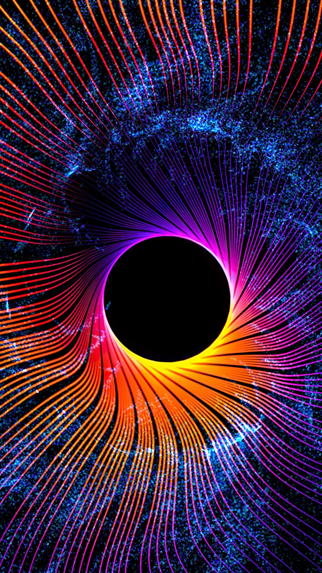 Black Hole Colorful Glare Wavy Lines Abstraction 4K HD Abstract Wallpapers