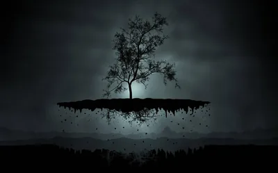 Floating Island with a Lone Tree HD Wallpaper