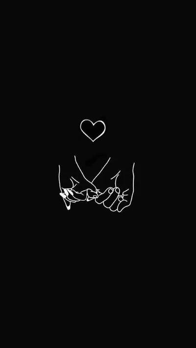 Pinky Promise Line Art with a Heart HD Phone Wallpaper