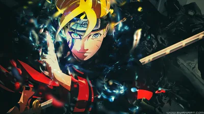 Anime Boy in Red with Blue Energy Sparks HD Wallpaper