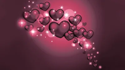 Glossy Hearts and Sparkles in Pink HD Wallpaper