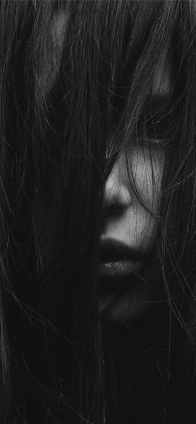 grayscale photography of girl covered her face wit iPhone Wallpapers