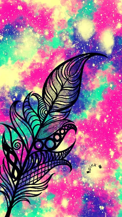 Galaxy Feather iPhone Android Wallpaper