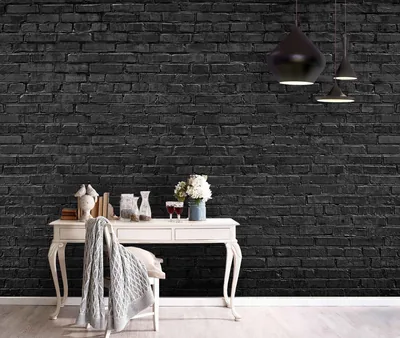 Black 3D Brick Texture Wallpaper, Removable Wall Mural