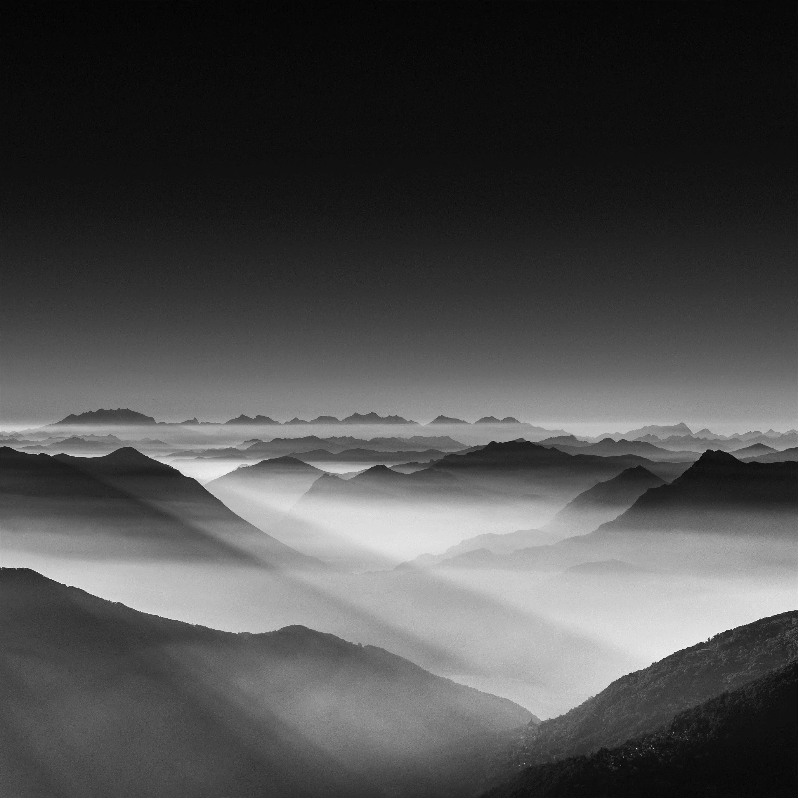 haze mountain landscape monochrome 5k iPad Pro Wallpapers
