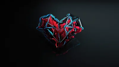 Cracked Neon Heart in 3D HD Wallpaper
